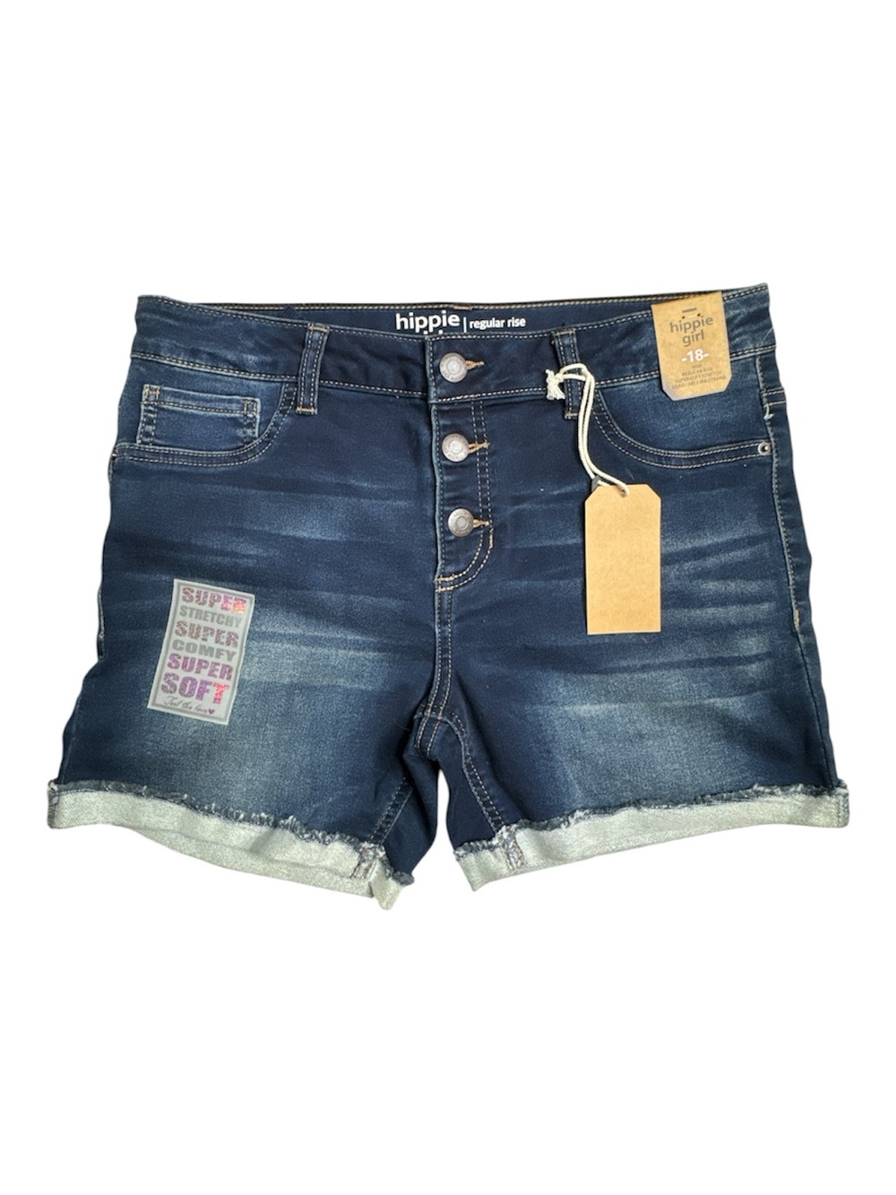 hippie Girl Girls Dark Blue Denim Shorts - Regular Rise